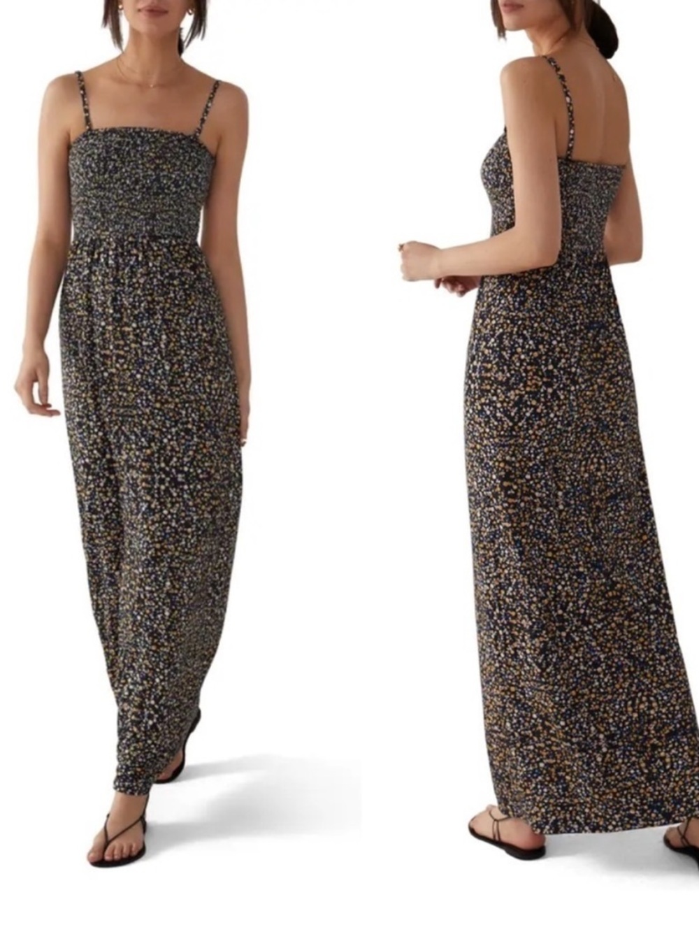 New Favorite Daughter The Apartment Smocked Jersey Maxi Dress Ditsy Floral Sz S